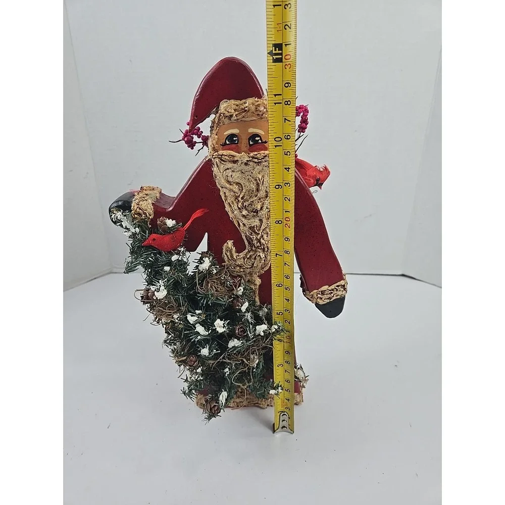 Vtg Hand Carved Painted Old World Santa Claus Woodsman Figurine 12
